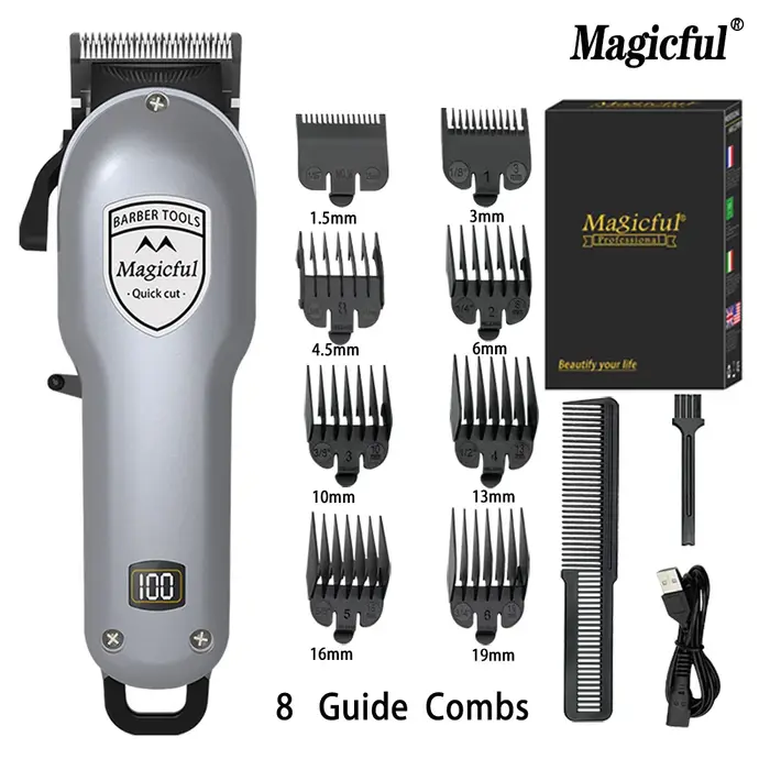 Magicful mode finition professionnelle tondeuse à cheveux pour hommes Rechargeable Li-ion batterie rasage réglable