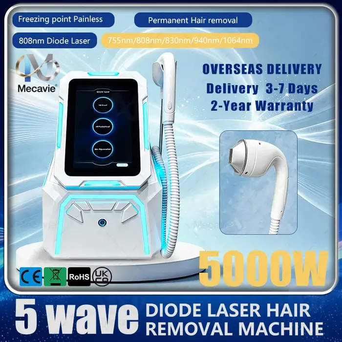 Épilateur de salon indolore à refroidissement par glace, 10 barres FAC, laser diode à 5 longueurs d'onde 755/808/830/940/1064nm, épilation permanente, nouveau modèle