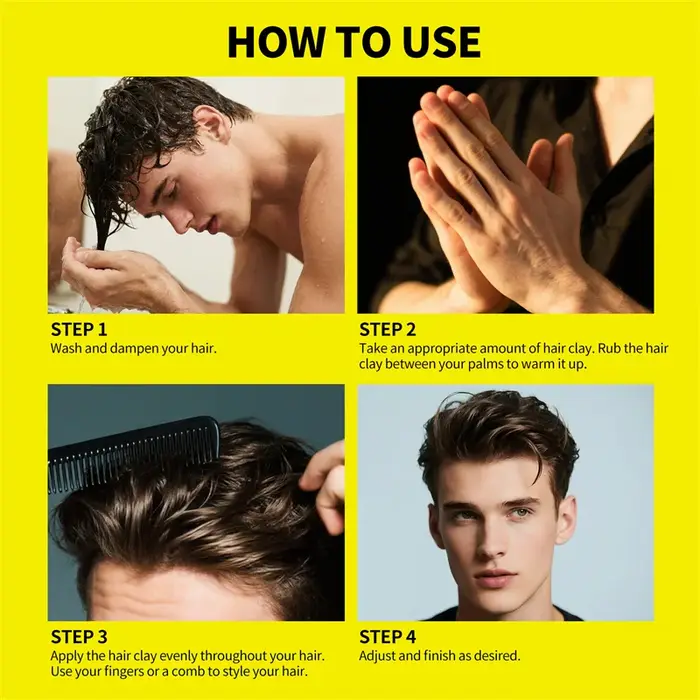 Nouveaux hommes cheveux argile cire naturel forte tenue modélisation cheveux coiffage cire coiffure finition Salon crème capillaire rafraîchissant cheveux boue 80g