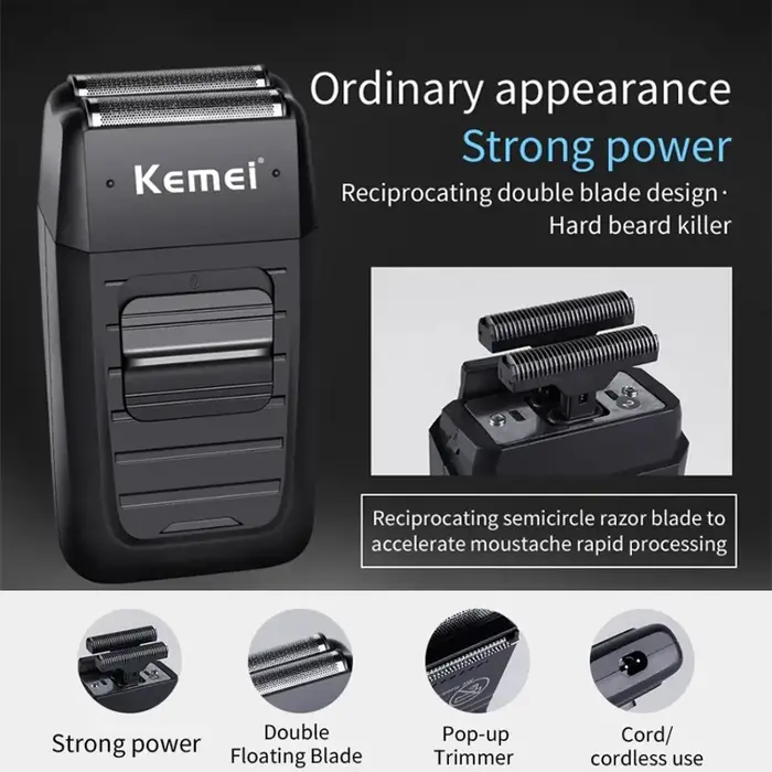Kemei KM-2296 KM-2299 KM-1102 Kit de tondeuse à cheveux rasoir électrique pour hommes