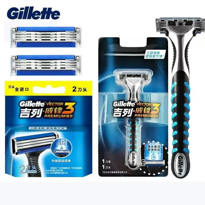 Lames de rasoir de rechange Gillette Vector 3 Premium pour rasoirs de sécurité