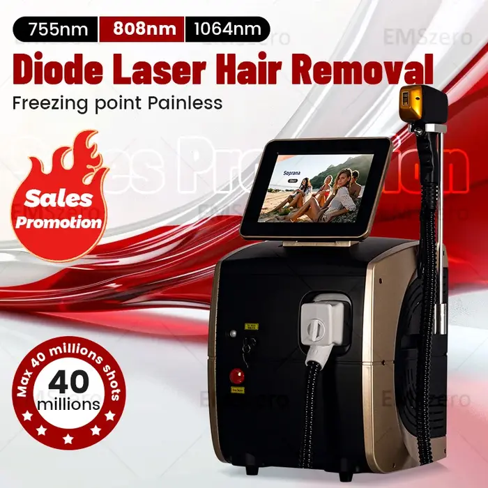 Dispositif d'épilation au Laser à Diode ND:YAG, Triple longueur d'onde, puissance 4000W, indolore et