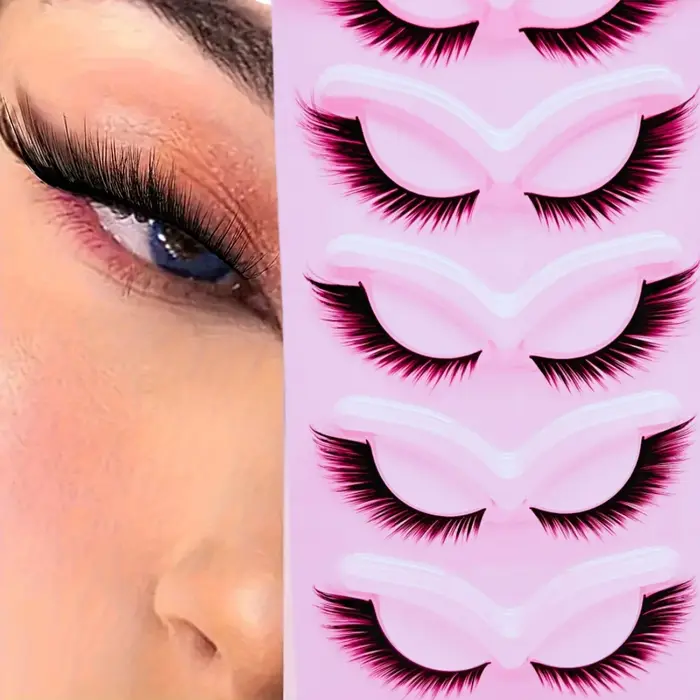 5 paires de faux cils aspect naturel, yeux de chat en vison moelleux et yeux de renard, poils fins, 