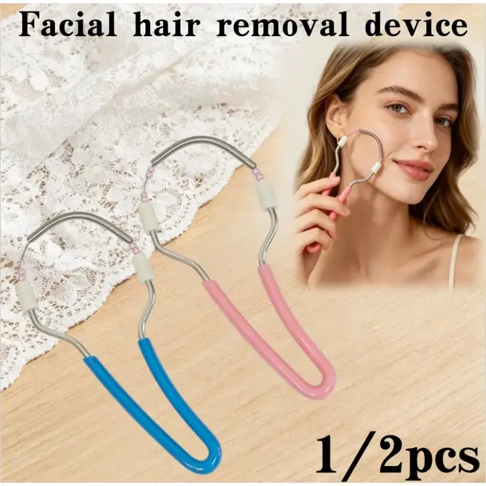 Épilateur facial portable à ressort (1/2 pièces) – Élimine les poils indésirables sur le dessus des lèvres, le menton, le visage ou le cou
