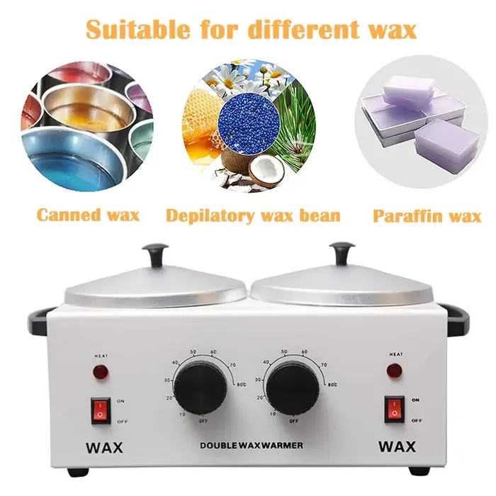 Chauffe-cire double pour paraffine, machine à cire dépilatoire pour SPA, épilateur pour mains et pieds, outil d'épilation