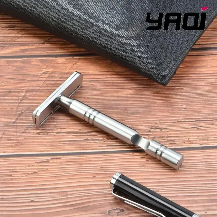 Rasoir YAQI couleur Chrome mat lame AC Excalibur à un seul tranchant hommes rasage sécurité