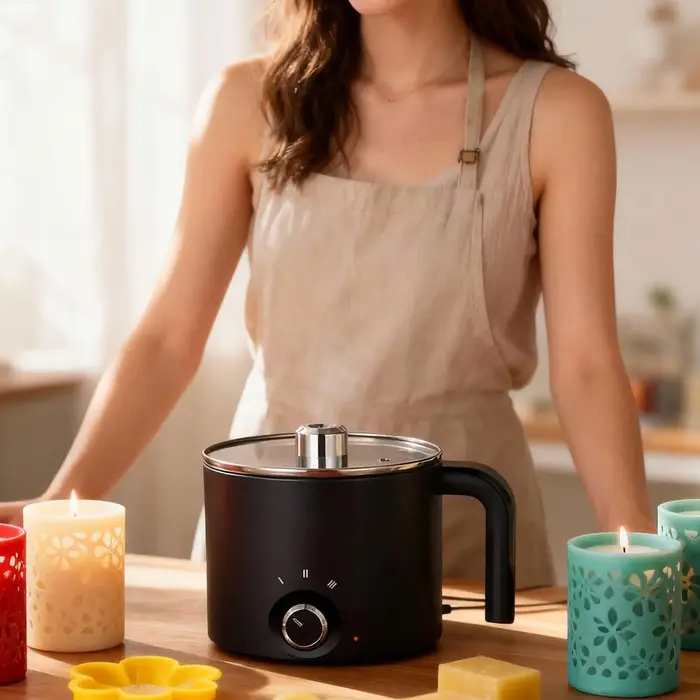Pot à cire électrique en acier inoxydable de 1,5 L, grand format, antiadhésif, pour la fabrication de bougies