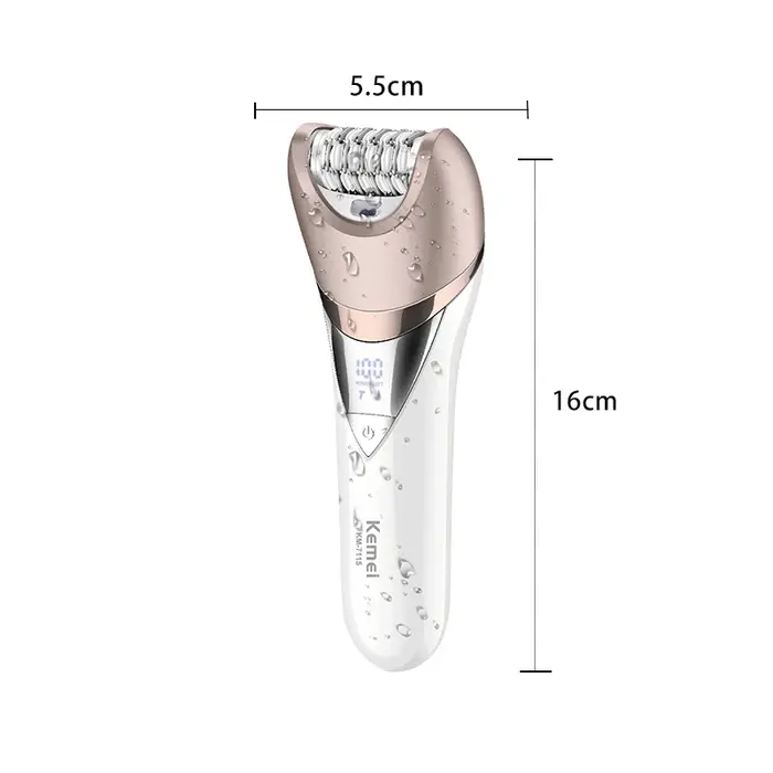 Kemei 7115 Machine d'épilation électrique étanche Massage lavage visage pied broyeur épilateur rasoir 6in1 corps tondeuse femmes