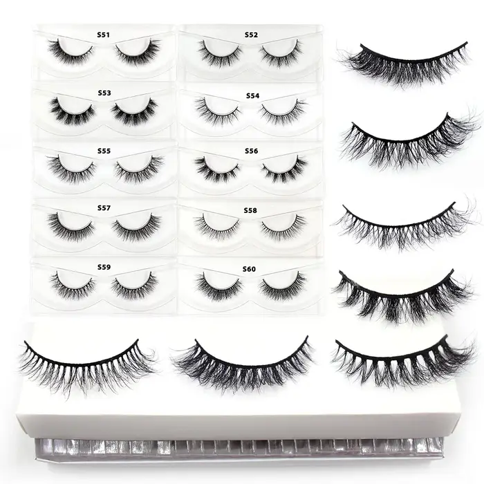 LEHUAMAO 30/60/100 paires de cils de vison sans boîte cils de vison 3D courts faux cils de vison nat