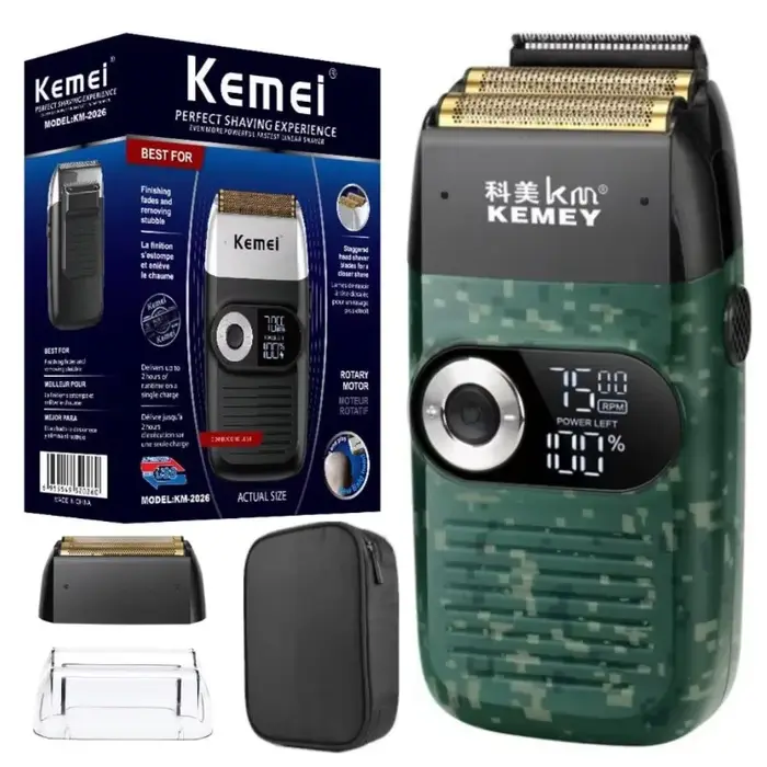 Kemei KM-2026 KM-2027 2 en 1 rasoir électrique Rechargeable LCD