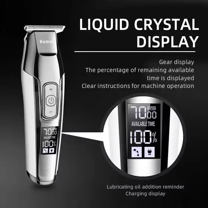 Kemei KM-5027 tondeuse à cheveux électrique originale tondeuse à cheveux Rechargeable affichage LCD