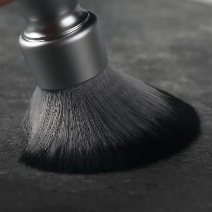 YAQI – brosse de rasage pour hommes, poils synthétiques, poignée en métal lourd, loup en bois, nœud 