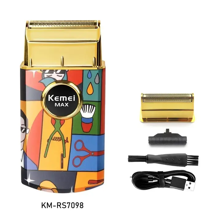 Kemei KM-RS7098 Titane Double Feuille Alternative Rasoir Professionnel Barbier Finition Électrique Hommes