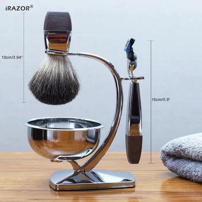 IRAZOR Kit de rasage humide classique pour hommes avec 5 lames de rasoir Fit Fusion 5