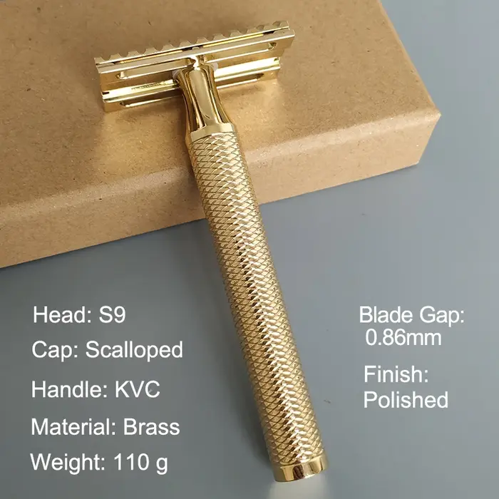 Dscosmetic D8/S9 Rasoir de sécurité à double tranchant en laiton FABRIQUÉ PAR CNC