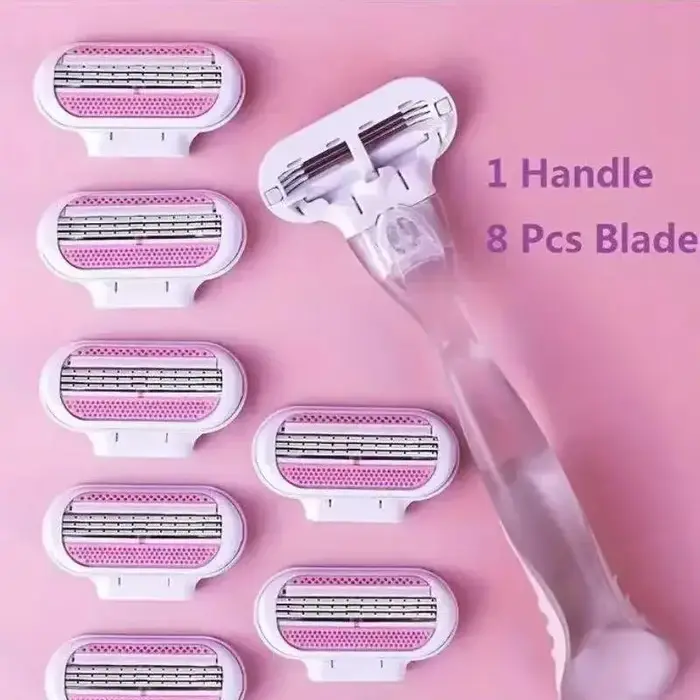 Rasoir de sécurité pour femmes avec 1 manche + 4/8 lames