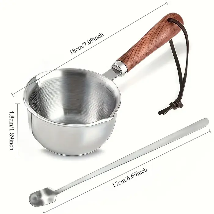 Pot en acier inoxydable de 10oz avec manche en bois, lavable au lave-vaisselle pour la cuisson, la f