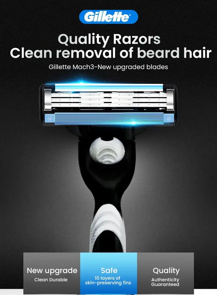 Gillette-Rasoir Mach3 à 3 couches pour hommes
