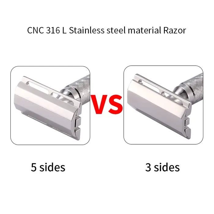Rasoir de sécurité à Double tranchant pour hommes, matériau en acier inoxydable CNC 316 L, avec poig