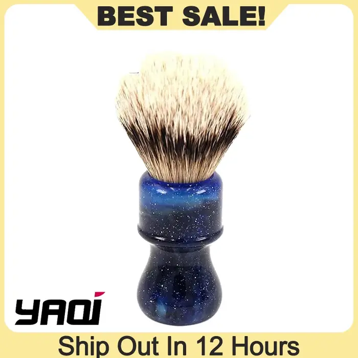 YAQI mode 24MM professionnel pour hommes brosse de rasage humide mystérieux espace couleur poignée a