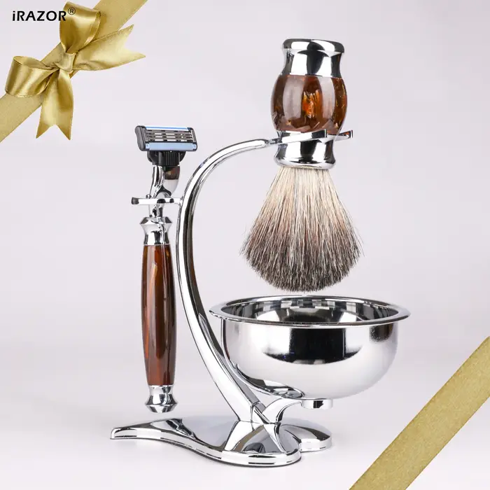 IRAZOR Kit de rasage professionnel pour hommes-Mach 3 lame de rasoir blaireau cheveux accessoire de barbier outil