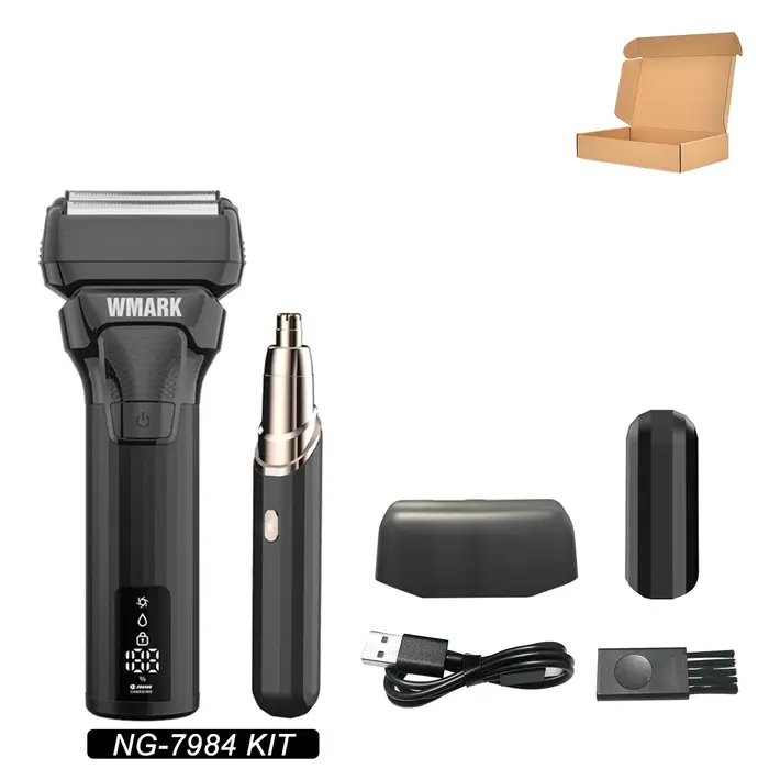 Kit de rasoir électrique professionnel pour homme WMARK NG-7984KIT, 9000 tr/min, étanche IPX6, écran