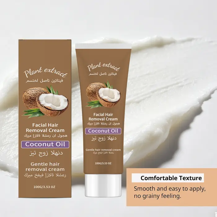 Crème dépilatoire permanente à la noix de coco pour le visage et le corps