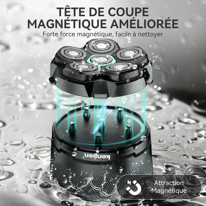 KENSEN 6D rasoir électrique flottant magnétique pour hommes tête humide/sèche