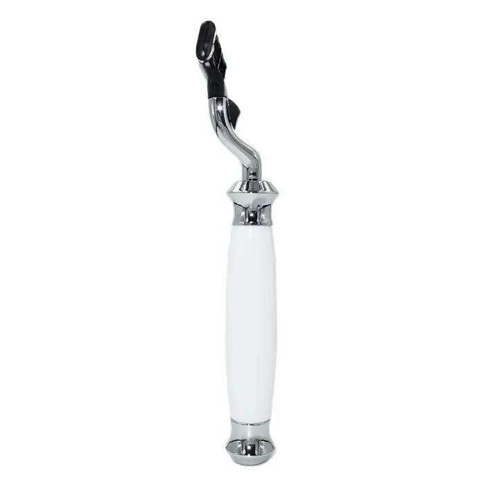 IRAZOR Classic Mach 3 rasoir de sécurité pour hommes rasage de la barbe épilation poignée acrylique en résine blanche avec cartouche de lame à 3 couches
