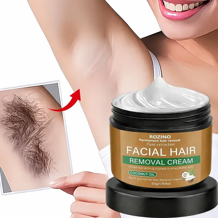 Crème dépilatoire à l'huile de noix de coco, rafraîchissante, douce et non irritante, épilation rapide en 5 minutes, indolore, propre et complète sans résidus, adaptée pour l'épilation des lèvres, des