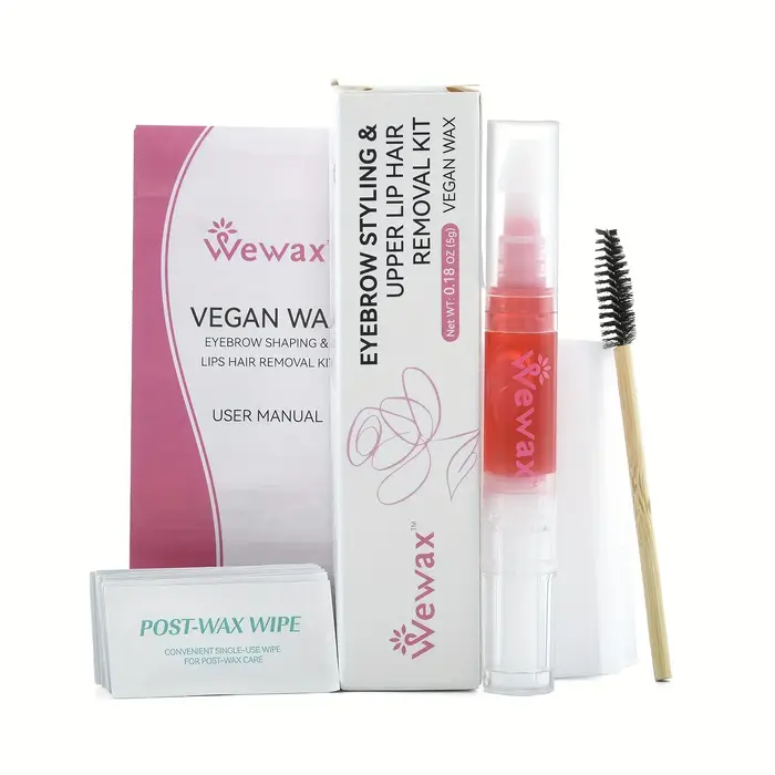 Kit de cire dépilatoire pour le visage WEWAX à la rose, formule hypoallergénique douce pour sourcils