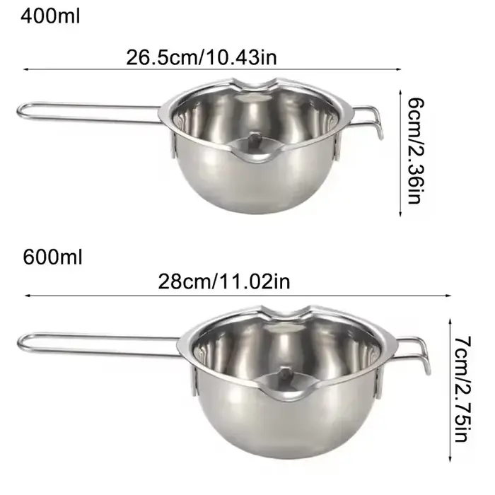 Pot à fondue en acier inoxydable avec poignée résistante à la chaleur pour faire fondre le chocolat,