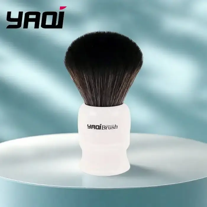 Brosse de rasage humide Yaqi 30mm taille noeud blanc poignée noir cheveux synthétiques