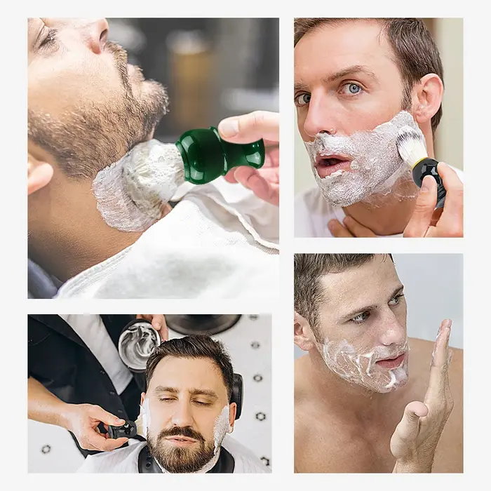 Kit de rasage professionnel pour hommes, brosse à raser à poils doux, bol à savon et support pour brosses, outil de toilettage pour rasage humide de la moustache.