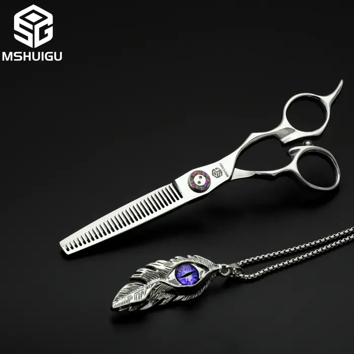 MSHUIGU Ciseaux à cheveux professionnels multifonctionnels, ciseaux à effiler 440C 4-6,5 pouces, out