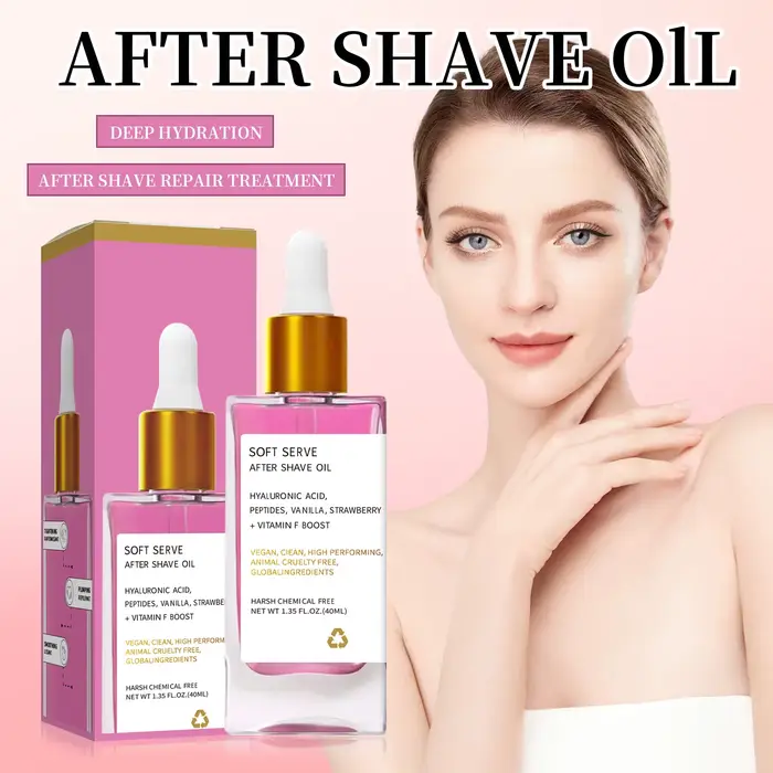 Huile après-rasage fraise vanille pour femme, huile de soin après-rasage pour une peau lisse et hydratée