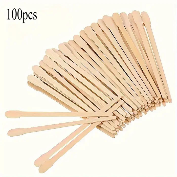 100 bâtonnets de cire en bois de qualité supérieure pour femmes - jetables