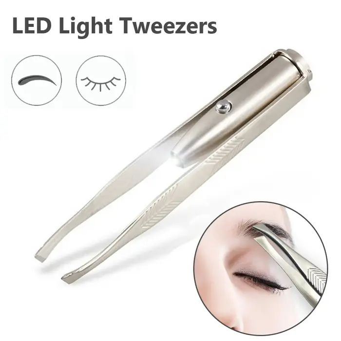Pince à Épiler pour Sourcils avec Lumière LED, Outil de Beauté Précis et Illuminé pour la Forme des 