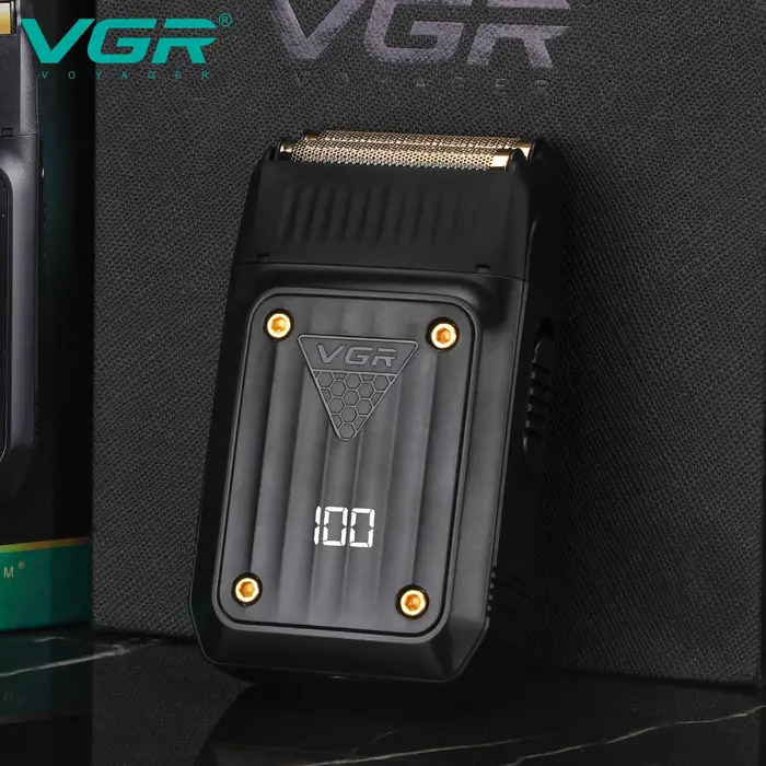 VGR tondeuse tondeuse à barbe pour hommes rasoir electrique homme Rasoir Professionnel Rasoir Électrique Rasoir Portable Machine à raser Rechargeable Rasoir à mouvement alternatif LED Rasoir pour homm