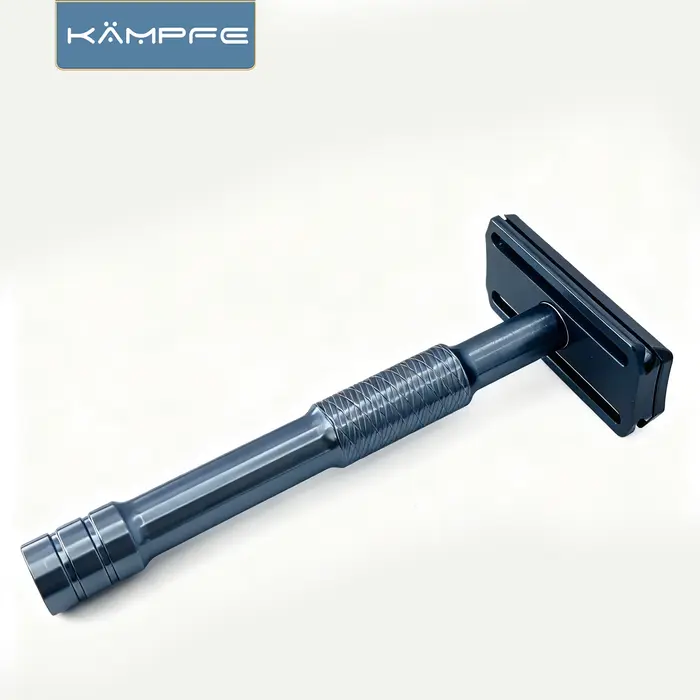 Rasoir vintage Kampfe à double tranchant, antidérapant, en aluminium, pour rasage humide, classique 