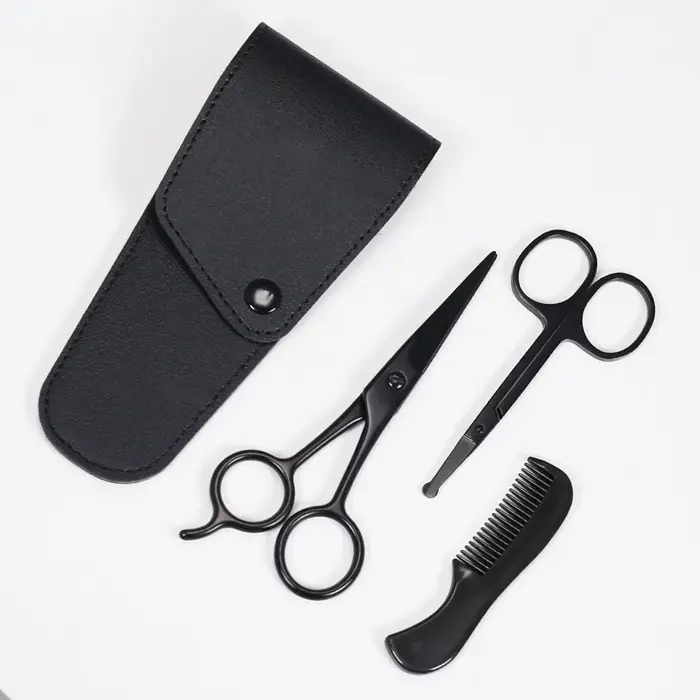 Kit de peigne à barbe avec ciseaux et brosse