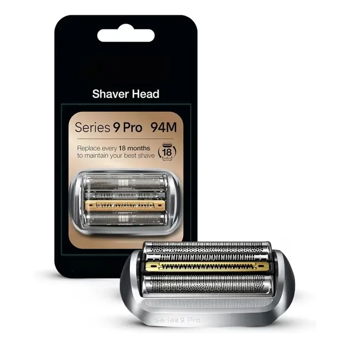 Tête de rasoir de rechange Braun 94M argentée, compatible avec les rasoirs électriques pour hommes d