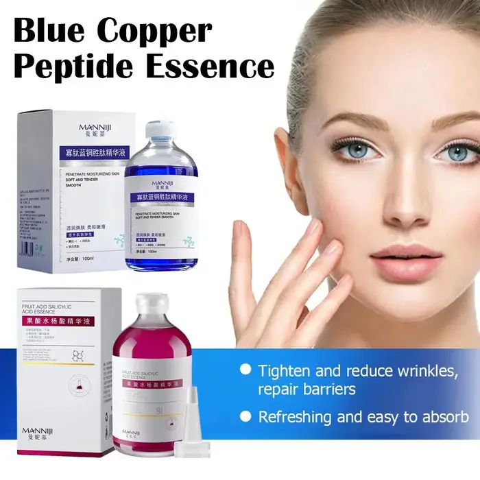 Essence raffermissante au cuivre et aux peptides bleus et rouges