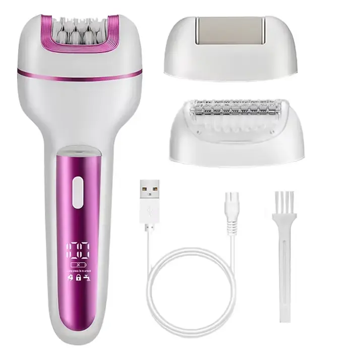 Épilateur Électrique Rechargeable 3 en 1 pour Femme, Épilation du Visage et du Corps, Bikini, Jambes