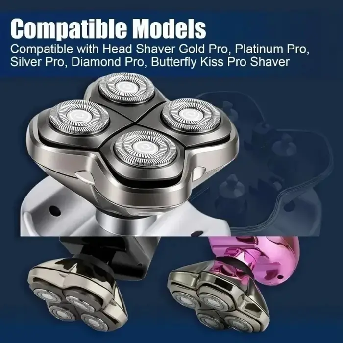 Tête de rasoir électrique de remplacement compatible Pro4 pour rasoirs Skull Pitbull/Butterfly Kiss Pro/Palm Shavers