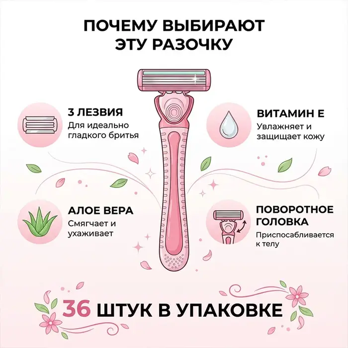Rasoir Femme 3 Lames avec Vitamine E & Aloe Vera