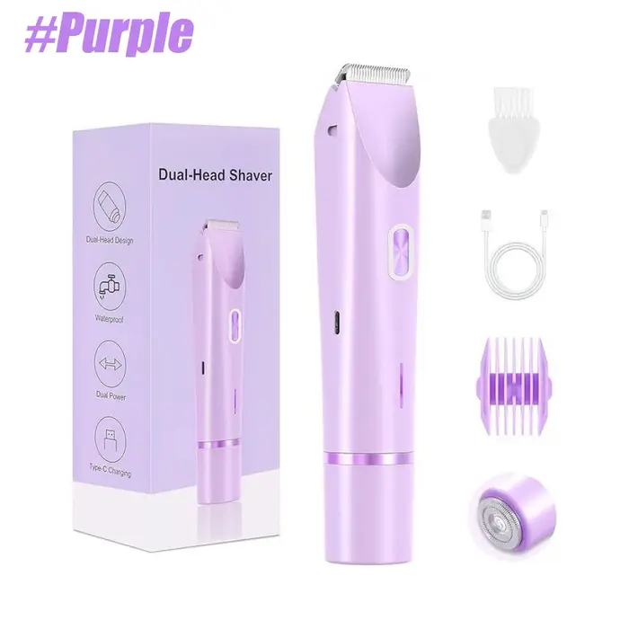 1 Rasoir Électrique pour Femme, Tondeuse Bikini, Rasoir Électrique à Double Tête, Rasoir Corporel Femme Deux-en-Un, Étanche IPX67 pour Utilisation Humide