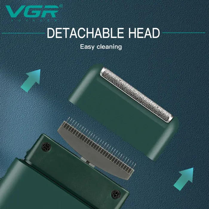 VGR V-390 mini tondeuse à barbe sans fil à lame unique rasoir rechargeable feuille électrique visage corps