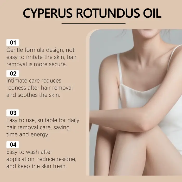 Huile de Cyperus Rotundus EELHOE pour l'épilation Après-soin Peau douce et lisse Réparation de la barrière cutanée