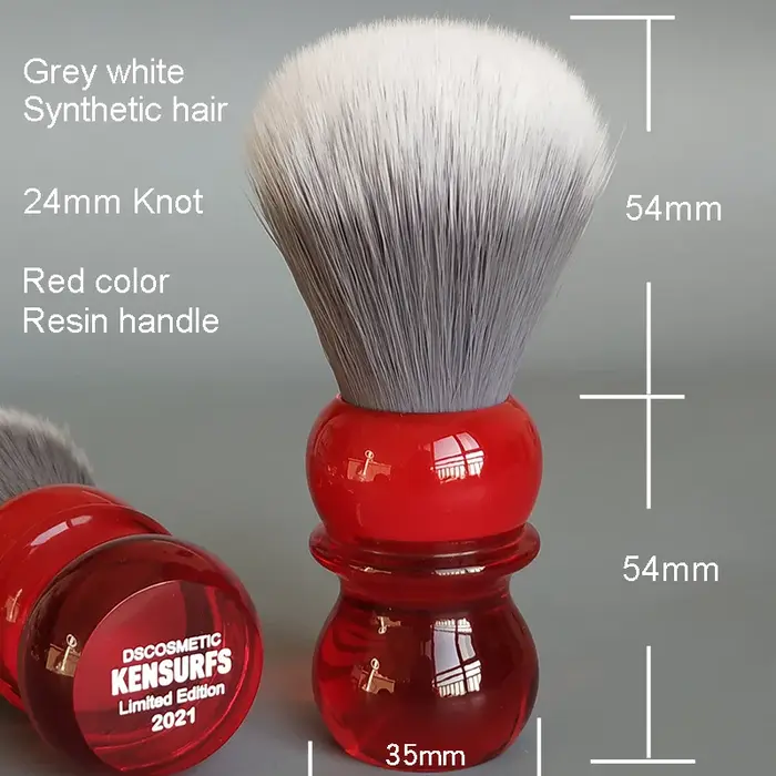Dscosmetic Kensurfs brosse à raser cheveux doux avec manche en résine rouge et cheveux synthétiques 